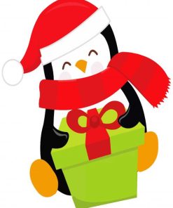 Penguin Christmas paint by number