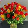 Red And Yellow Roses Vase paint by number