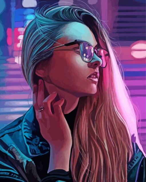 Side Profile Girl With Glasses Paint by number