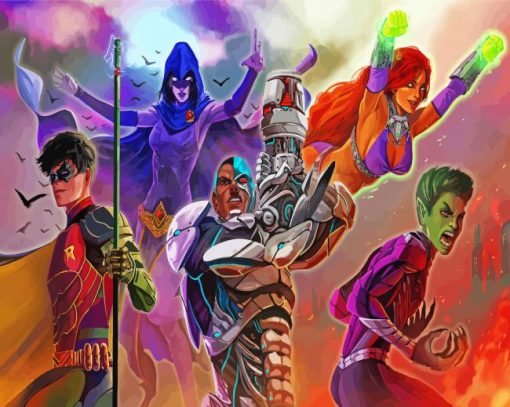 Titans Superheroes paint by number