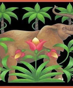 Tropical Elephant Art Illustration Paint by number