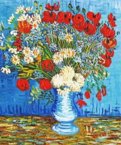 Vase With Cornflowers And Poppies paint by number