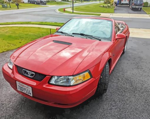 2000 Red Ford Mustang Gt Car paint by number