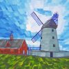 Abstract Windmill And Barn paint by number