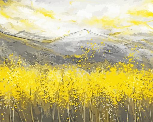 Abstract Yellow And Gray Landscape paint by number