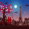 Aesthetic Couple Paris Illustration paint by number