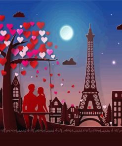 Aesthetic Couple Paris Illustration paint by number