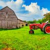 Aesthetic Old Tractor And Barn paint by number