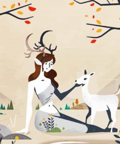 Aesthetic Deer Woman paint by number