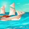 Aesthetic Sail Ship In Sea Art paint by number