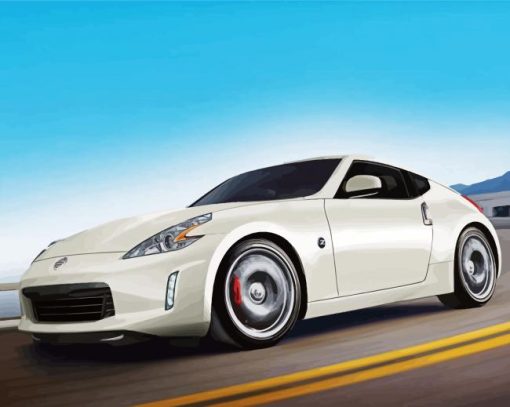 Aesthetic White Nissan 370 Z Car paint by number