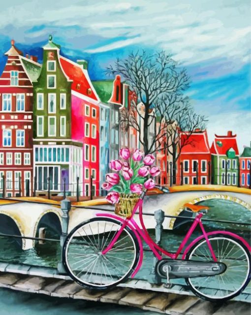 Amsterdam Bicycle Art paint by number