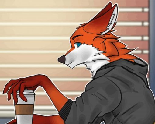 Anime Fox With Coffee paint by number