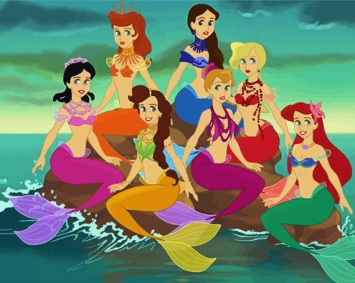 Ariel With Her Sisters Disney paint by number