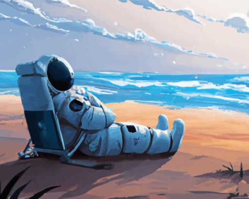 Astronaut In The Beach paint by number