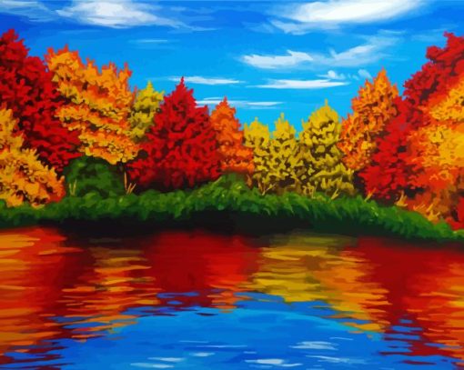 Autumn Lake Art paint by number