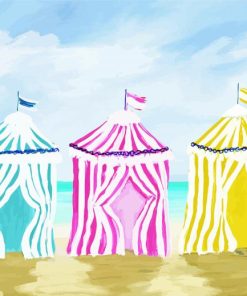 Beach Cabanas Paint by number