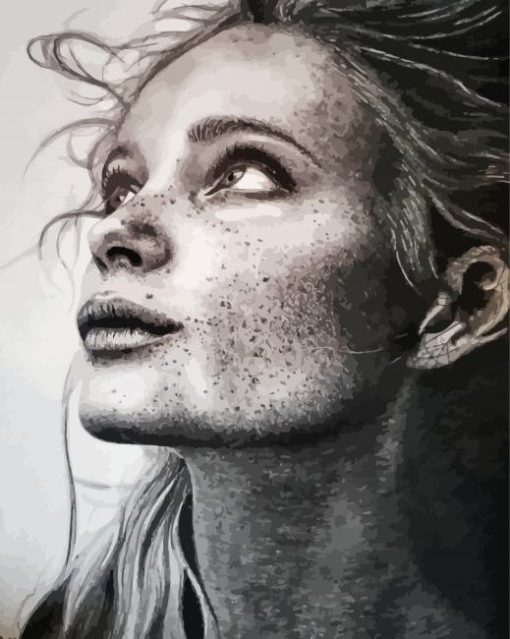 Black And White Girl With Freckles Art paint by number