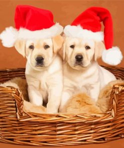 Christmas White Labradors Puppies Paint by number