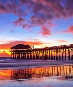 Cocoa Beach Pier Sunset Seascape paint by number