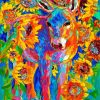 Colorful Donkey And Sunflowers paint by number