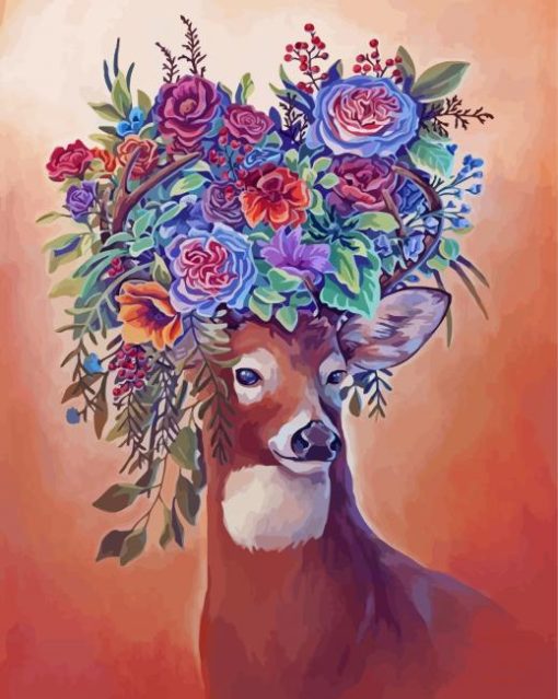 Deer With Roses paint by number