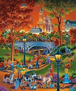 Dogs In Garden Park paint by number