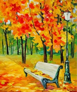 Fall Season Park Bench paint by number