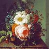 Roses Convolvulus Poppies And Other Flowers In An Urn By Rachel Ruysch paint by number