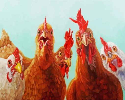 Funny Chickens paint by number