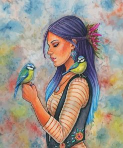 Girl With Bird Paint by number