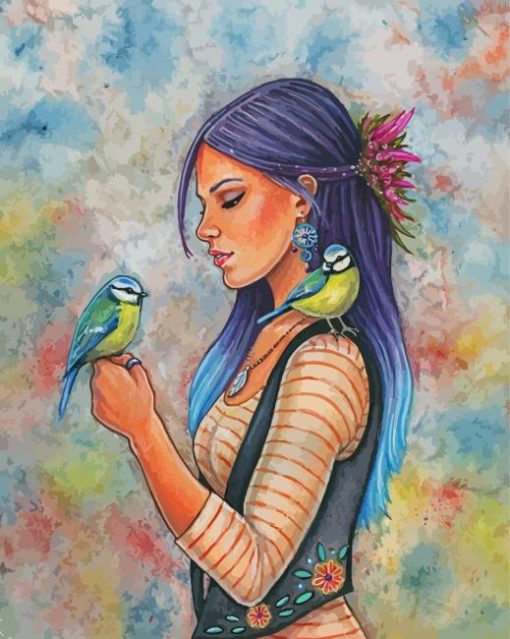 Girl With Bird Paint by number