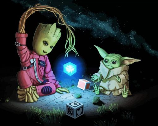 Groot And Baby Yoda Paint by number