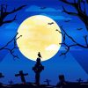 Halloween Ravens Silhouette Art paint by number