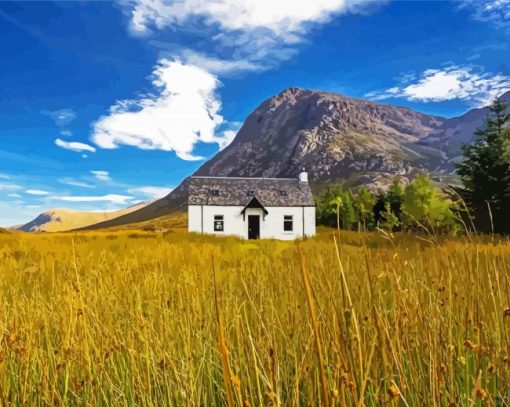 Isolated Cottage Scotland paint by number