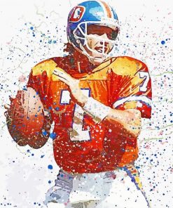 John Elway Splatter Art paint by number