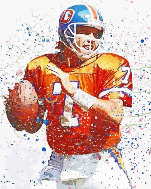 John Elway Splatter Art paint by number