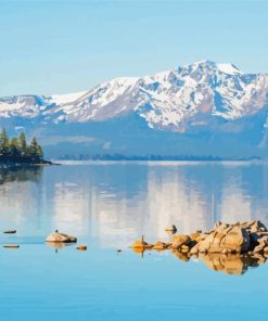 Lake Tahoe Mountains In Snow Paint by number