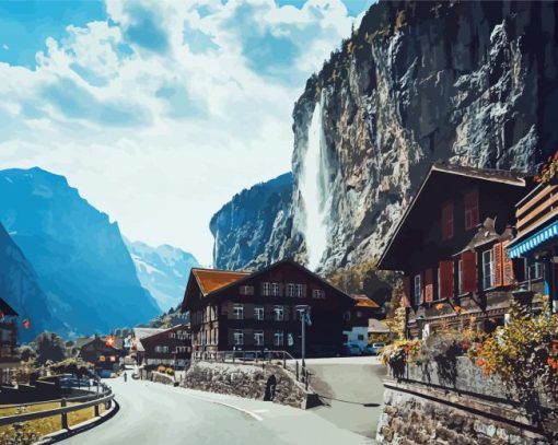 Lauterbrunnen Village paint by number