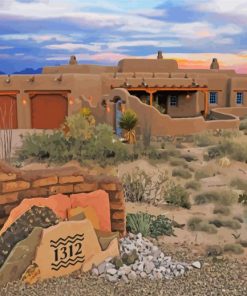 New Mexico Homes At Sunset paint by number