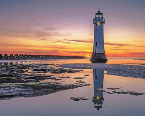 New Brighton Lighthouse At Sunset paint by number