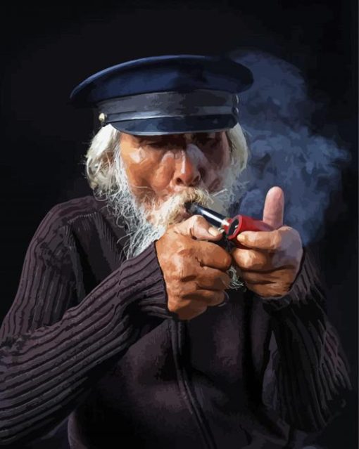 Old Man Sailor Smoking paint by number