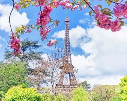 Pink Blossom In Paris paint by number