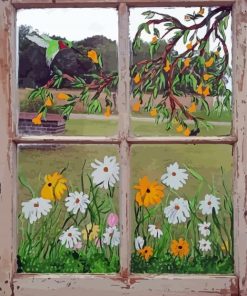 Plants Outside Window Art paint by number