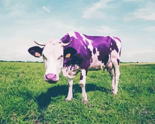 Purple Cow Animal paint by number