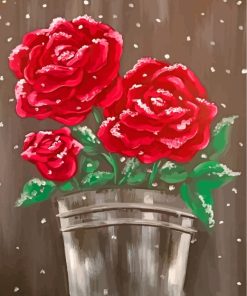 Red Flowers Snow Art paint by number