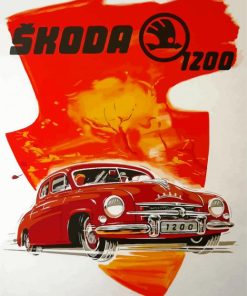 Retro Skoda Car Poster paint by number