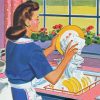 Retro Woman Doing The Dishes paint by number