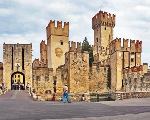 Sirmione Scaligero Castle paint by number