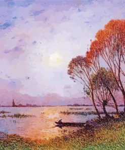 Sunset On The Grande Briere By Ferdinand Du Puigaudeau paint by number